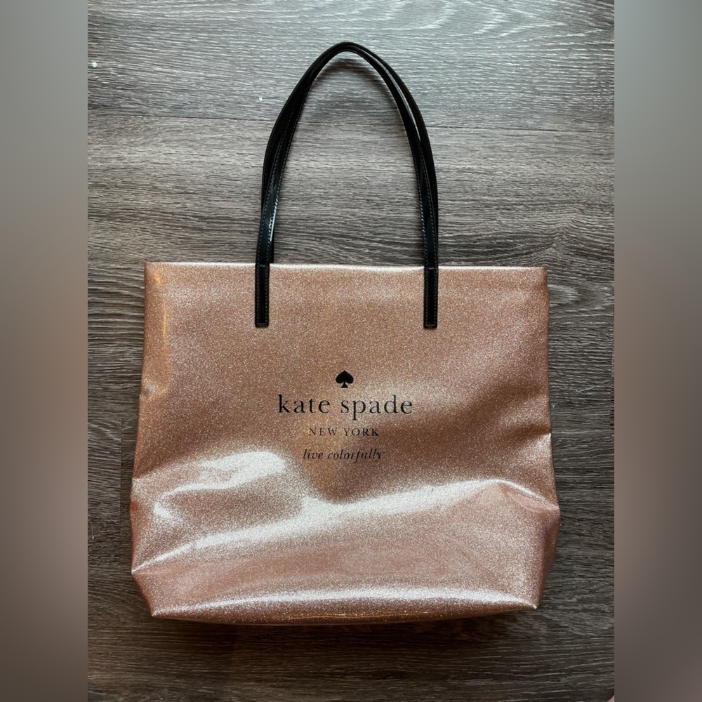 Rose gold glitter Kate Spade tote bag
